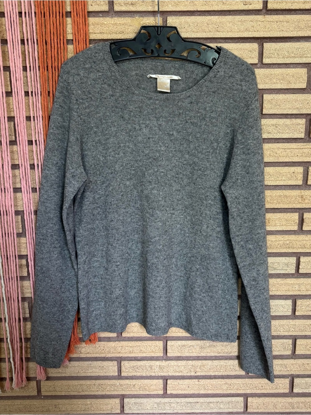 Heather Grey Cashmere Sweater - Med - Crew Neck Sweater - Pull-On Sweater